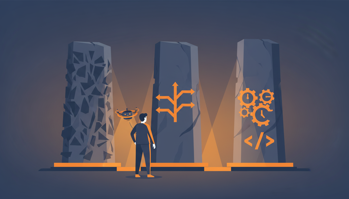 Illustration des blocages marketing du développeur surmontés grâce à l'IA