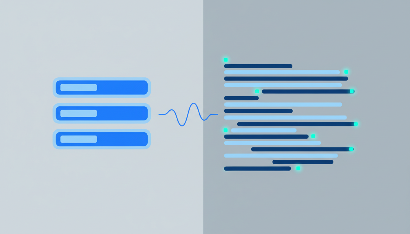 Illustration conceptuelle de la transition entre le SEO traditionnel (liens bleus) et le GEO (citations IA).